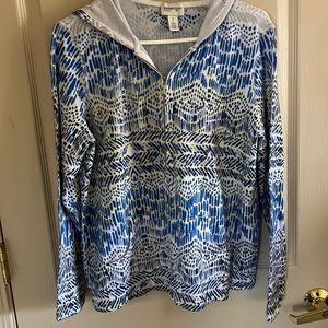 Chicos Zenergy sweatshirt material jacket size 1(8-10) w/sparkles & a hood!!!